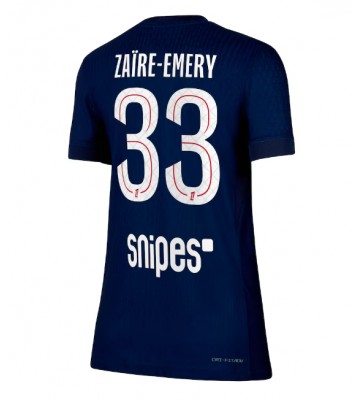 Paris Saint-Germain Warren Zaire-Emery #33 Replica Home Stadium Shirt for Women 2025-26 Short Sleeve